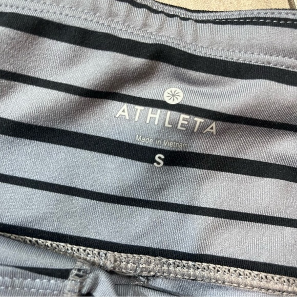 Athleta Striped Gray Black Women's Ruched Leggings Size Small - Picture 5 of 7